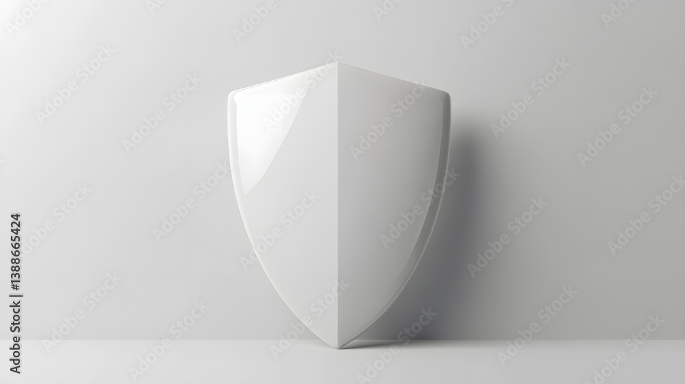 Aufkleber cyber security safety shield in minimalistic style. 3d vector illustration. white background