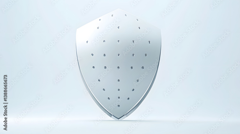 Poster cyber security safety shield in minimalistic style. 3d vector illustration. white background