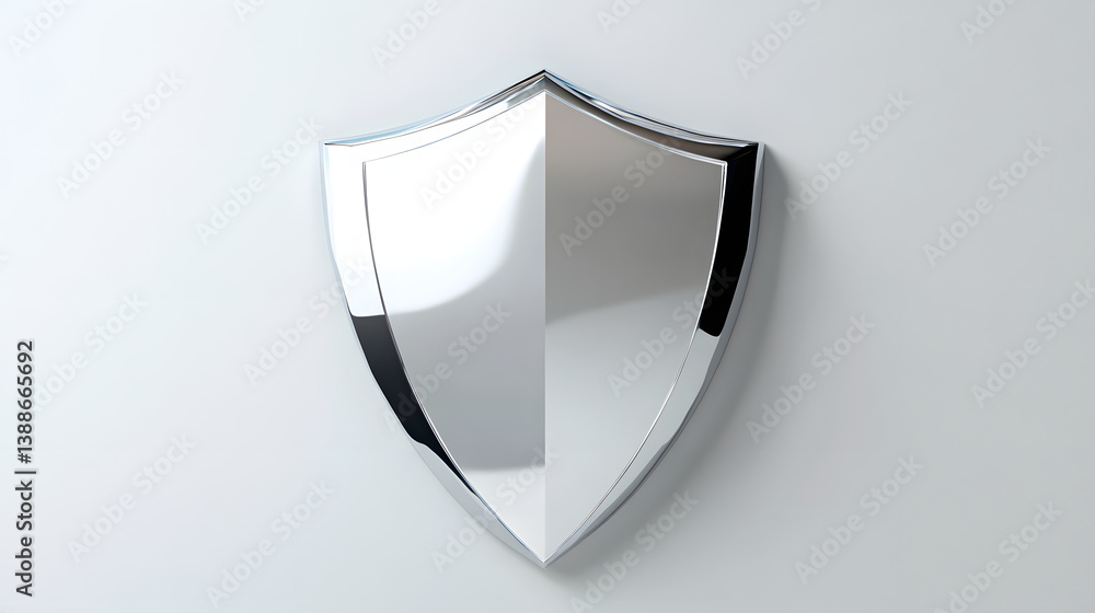 Poster cyber security safety shield in minimalistic style. 3d vector illustration. white background