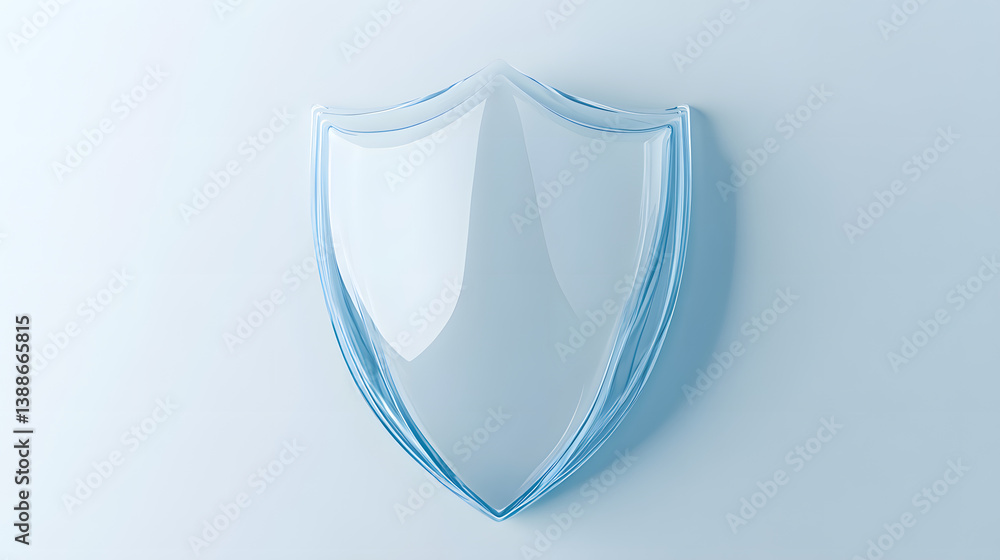 Poster cyber security safety shield in minimalistic style. 3d vector illustration. white background