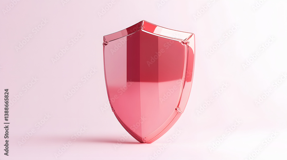 Poster cyber security safety shield in minimalistic style. 3d vector illustration. white background
