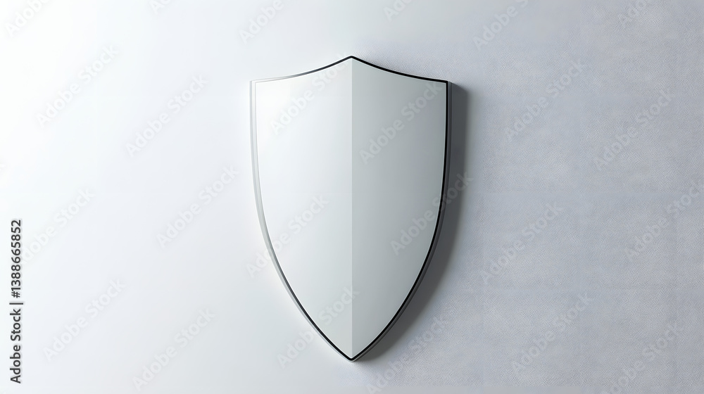 Poster cyber security safety shield in minimalistic style. 3d vector illustration. white background