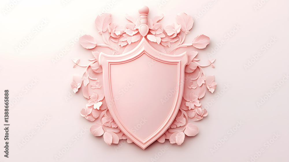 Poster cyber security safety shield in minimalistic style. 3d vector illustration. white background