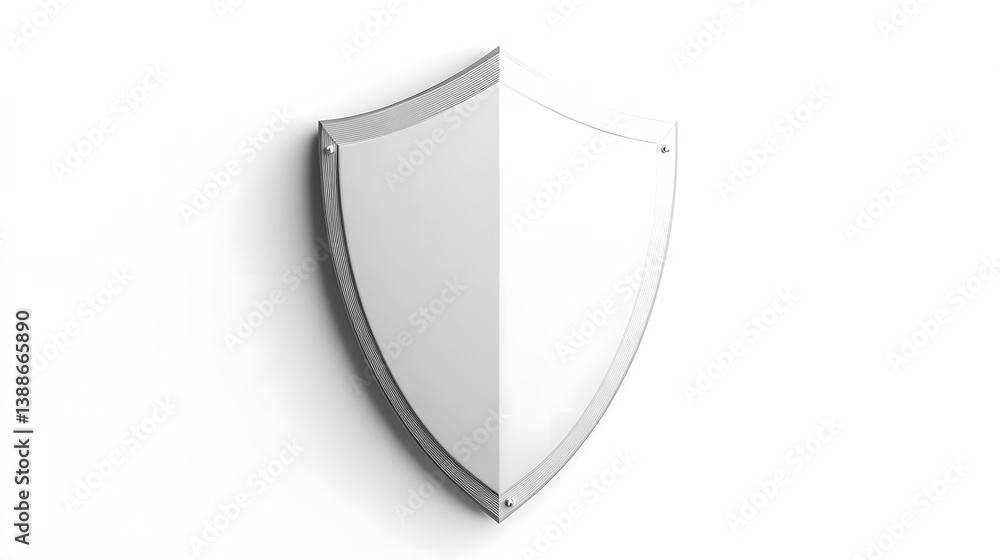 Poster cyber security safety shield in minimalistic style. 3d vector illustration. white background