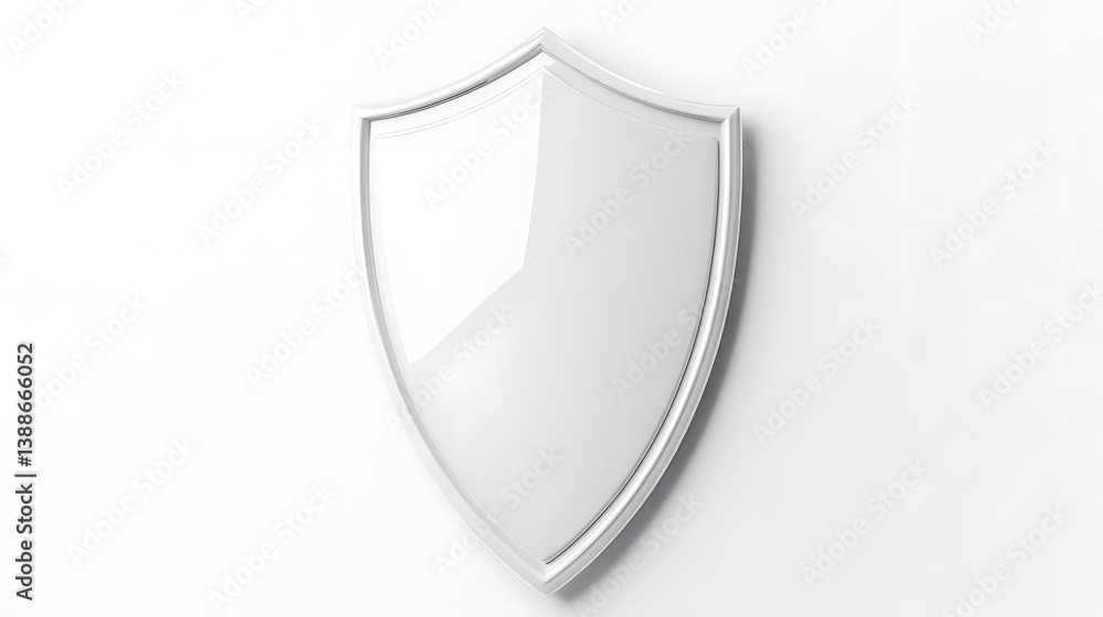 Poster cyber security safety shield in minimalistic style. 3d vector illustration. white background