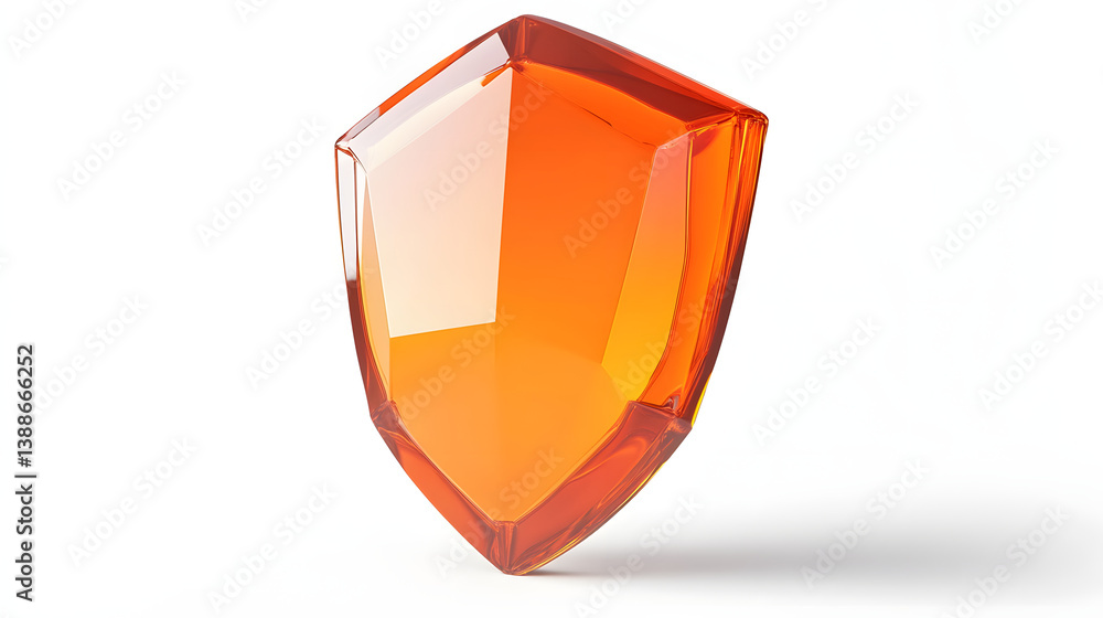 Poster cyber security safety shield in minimalistic style. 3d vector illustration. white background