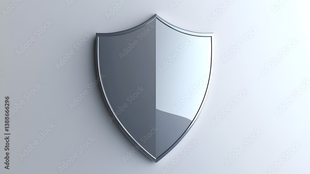 Poster cyber security safety shield in minimalistic style. 3d vector illustration. white background