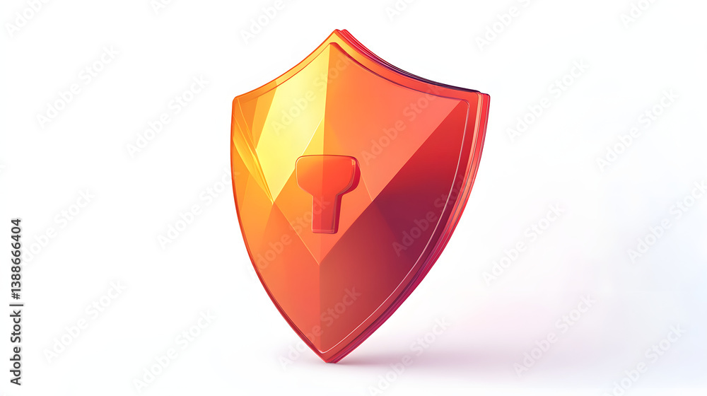 Poster cyber security safety shield in minimalistic style. 3d vector illustration. white background