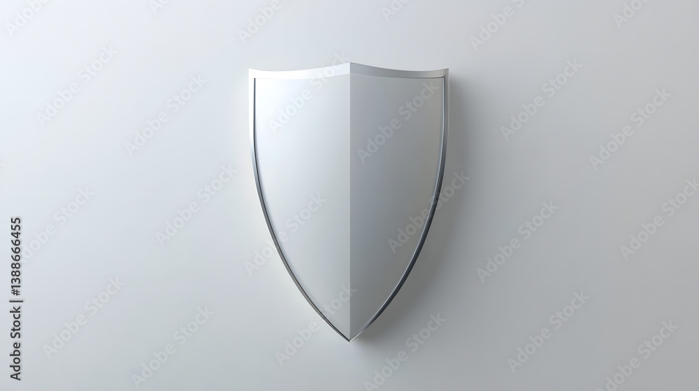 Wall mural cyber security safety shield in minimalistic style. 3d vector illustration. white background