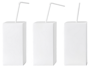 Isolated 3D Realistic Juice Box with Straw on Transparent Background