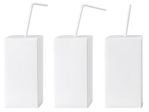 Isolated 3D Realistic Juice Box with Straw on Transparent Background