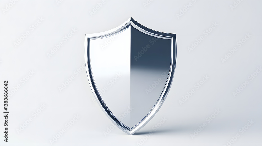 Poster cyber security safety shield in minimalistic style. 3d vector illustration. white background