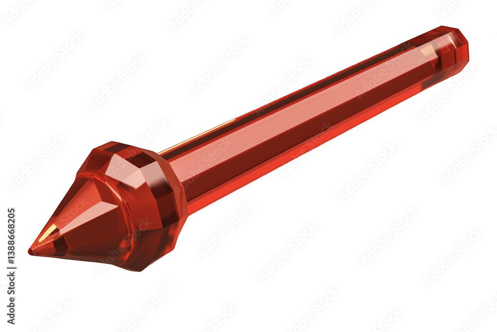 Aufkleber isolated 3d render of a sharp faceted red crystal object with transparent background