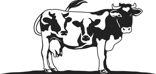 holstein cow illustration logo vector