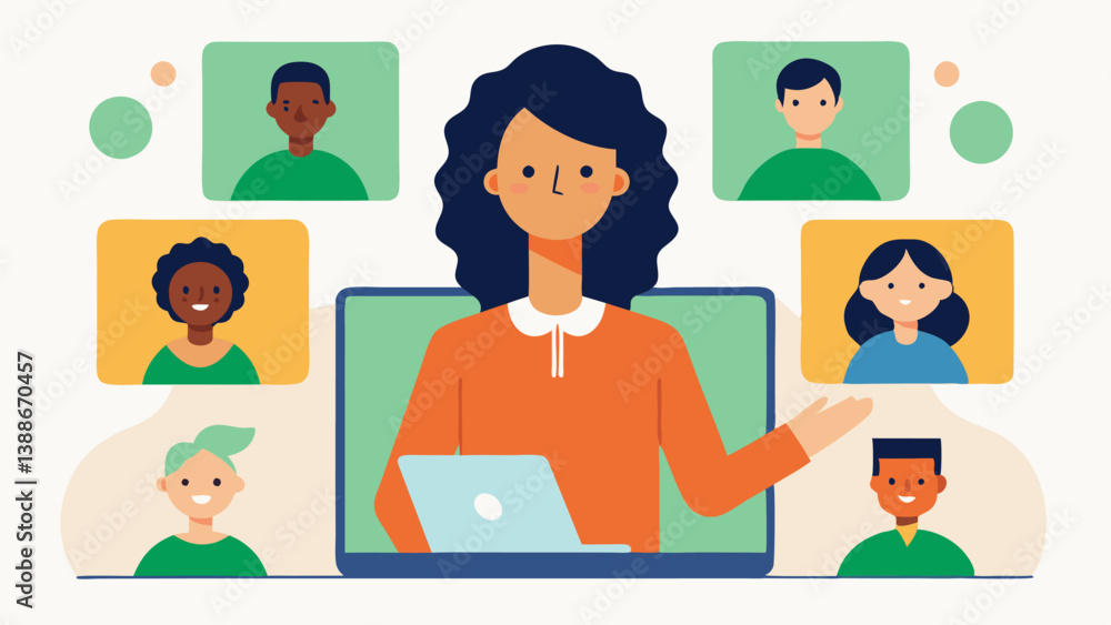 Aufkleber diversity and inclusion an illustration of an hr spet holding a virtual workshop on diversity with i