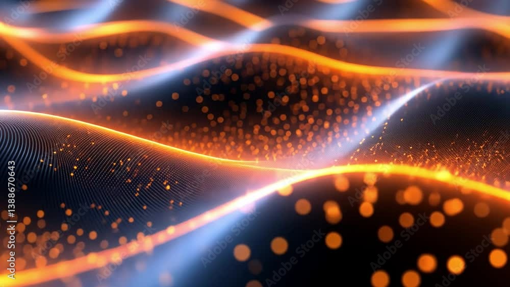 Poster dynamic energy flow: a vibrant and captivating visual of an energetic, glowing flow of particles, wi