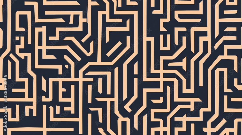 Poster seamless maze wallpaper design with abstract right angles patterns