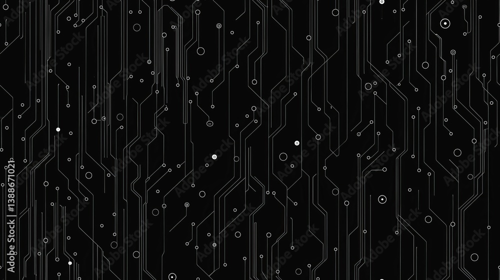 Poster minimal seamless wallpaper with connected dots and lines on black background