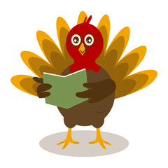 Happy Thanksgiving Turkey Character. Isolated on White Background. Flat Vector Illustration