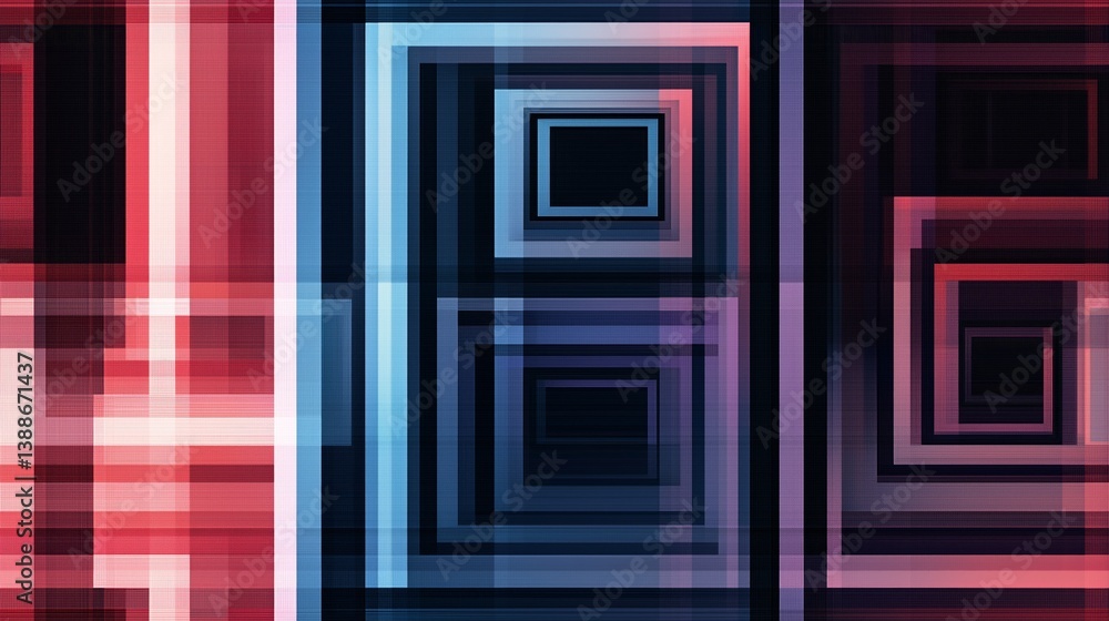 Poster high resolution geometric pattern of nested squares in bold colors