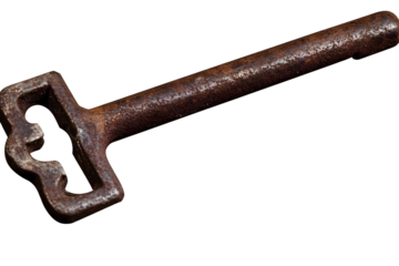 Isolated Antique Rusty Key Photo On Transparent Background