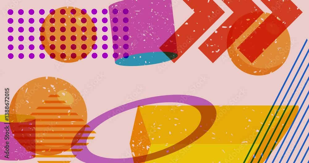 Aufkleber colorful geometric shapes animation. object in trendy riso graph design. geometry elements abstract 