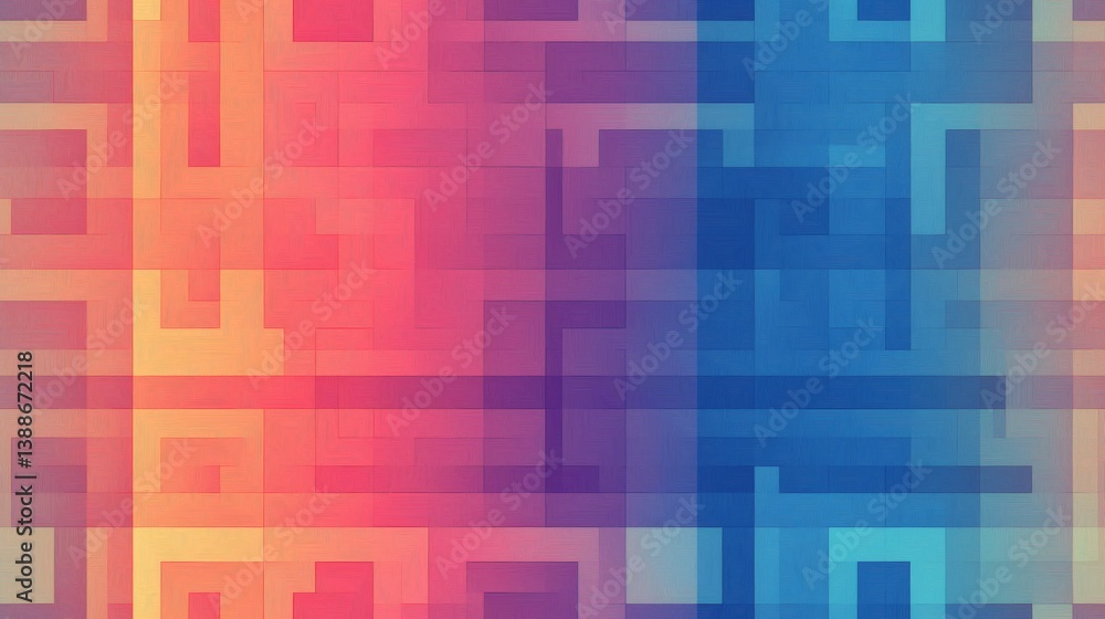 Poster High Resolution Geometric Pattern of Nested Squares in Vibrant Colors
