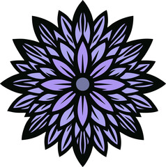 Aster flower Mandala Design.  This intricate design features a symmetrical, floral-inspired mandala pattern. The artwork is composed of delicate