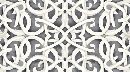 Intricate grey and white abstract pattern with a repeating geometric motif suitable for wallpaper and branding