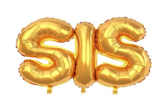 Isolated Gold Sis Balloon Illustration On Transparent Background
