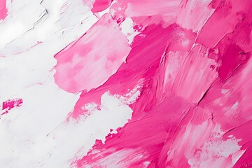 Pink and White Acrylic Paint Strokes Background. Abstract Texture with Brush Marks