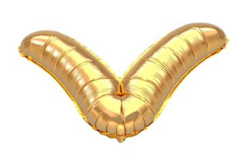Isolated Gold V Letter Balloon Illustration With Transparent Background