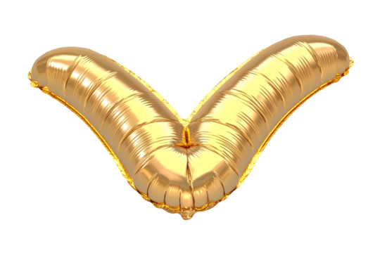 Isolated Gold V Letter Balloon Illustration With Transparent Background
