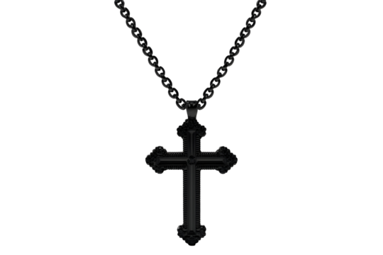 Isolated Black Cross Jewelry Illustration With Transparent Background