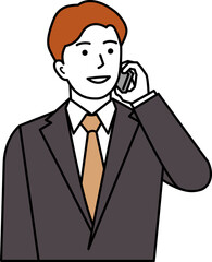 スマホで電話するスーツの男性。その2