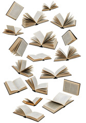Surreal Floating Books in Airborne Scene