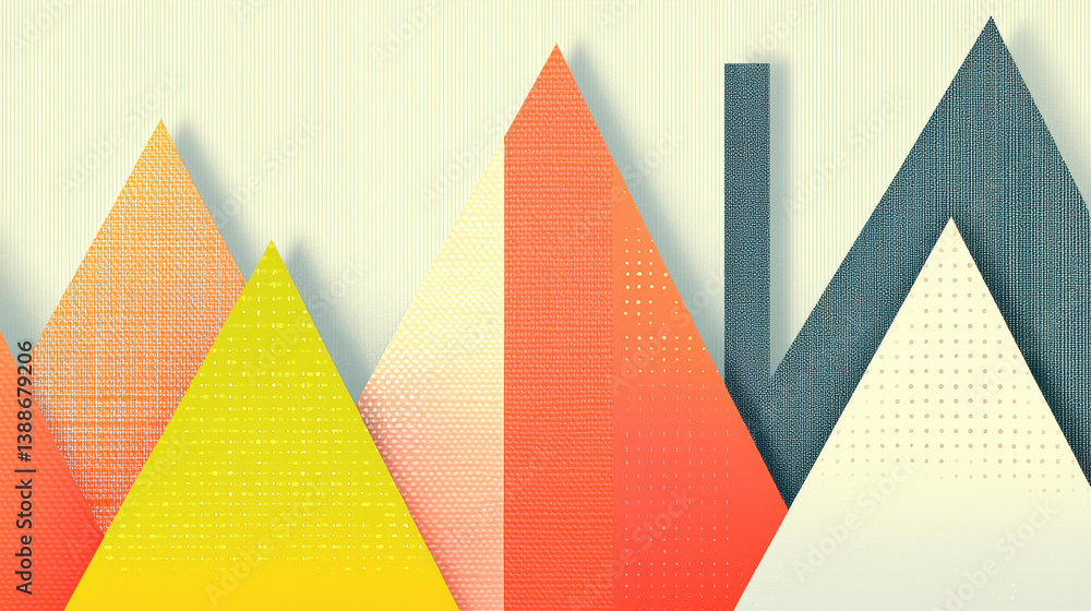 Aufkleber delightful abstract illustrated design featu colorful geometric triangles with textured surfaces and