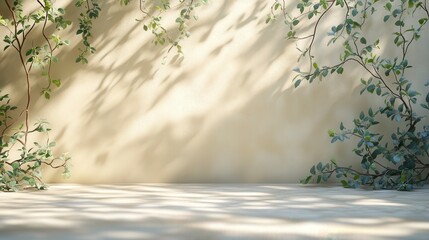 Vine-covered wall. Sunlit texture. Natural beauty and peaceful mood