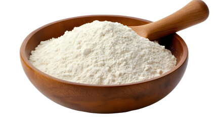 Isolated Flour Bowl Illustration With Wooden Spoon And Transparent Background