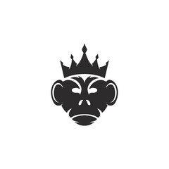 monkey king logo vector icon illustration design, crowned monkey logo vector ico