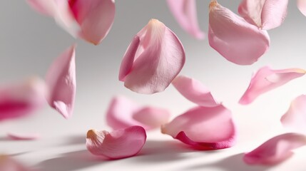 A captivating image showcasing the elegance of softly hued petals floating in a gentle cascade, a ballet of beauty and ephemeral grace.