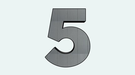 Gray Textured Number Five Graphic Design