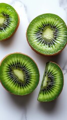 Fototapeta premium Fresh Kiwi Halves in Minimalist Composition, Showcasing Natural Beauty and Simplicity