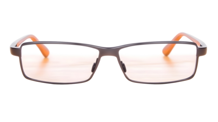 Isolated Eyeglasses Illustration With Orange Arms And Rectangular Frame