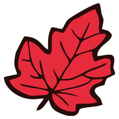 Autumn red leaf. Editable color vector
