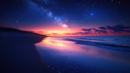 Fototapeta premium Milky Way Sunset Beach Sunrise Reflection