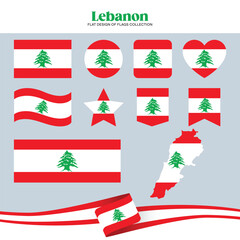 Lebanon flag flat design of flags stationery shape collection