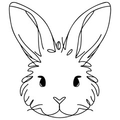 Rabbit Head Line Art.