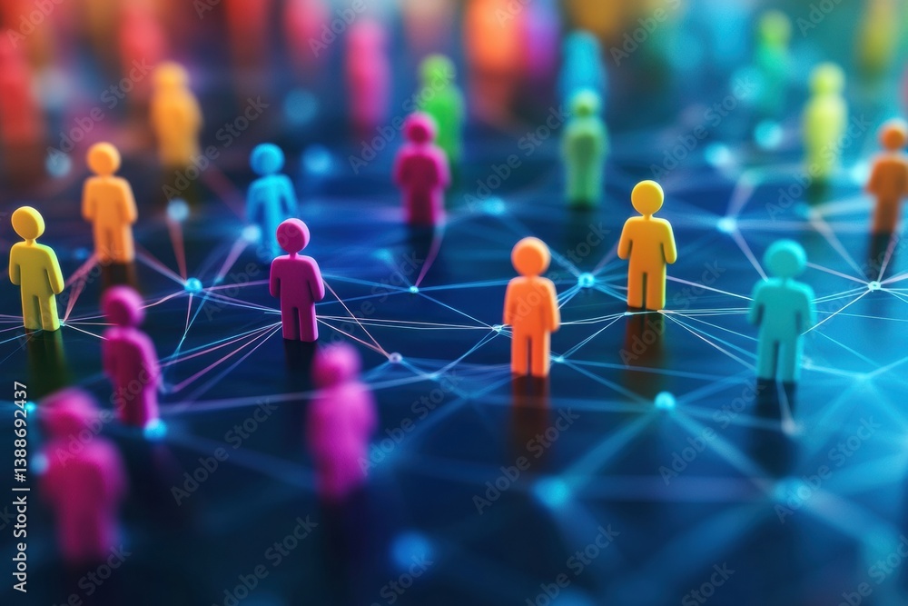 Aufkleber colorful figures on a digital grid representing diverse customer insights in personalized marketing 