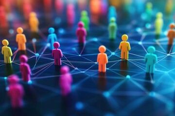 Colorful figures on a digital grid representing diverse customer insights in personalized marketing strategies